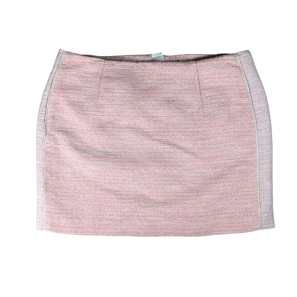 Wilfred Pink Tweed Mini Skirt French Fabric Size 6 Piped Trim Boucle Aritzia